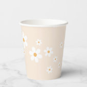 Retro Daisy Groovy tan Paper Cups Pappbecher (Rückseite)