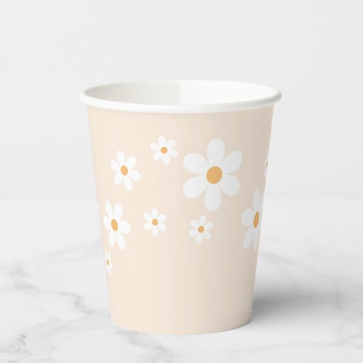 Retro Daisy Groovy tan Paper Cups Pappbecher (Links)