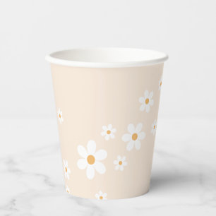 Retro Daisy Groovy tan Paper Cups Pappbecher