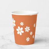 Retro Daisy Groovy verbrannte orangefarbene Papier Pappbecher (Rückseite)