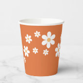 Retro Daisy Groovy verbrannte orangefarbene Papier Pappbecher (Links)