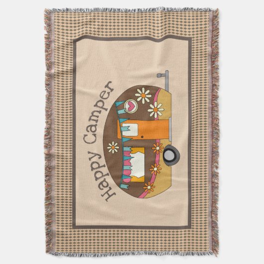 Retro Daisy Happy Camper Decke (Vorderseite Vertikal)