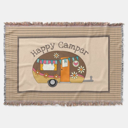 Retro Daisy Happy Camper Decke (Vorderseite)