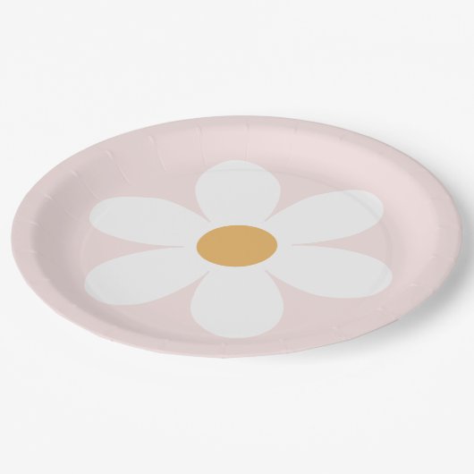 Retro Daisy Hellrosa Teller (Schrägansicht)