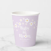 Retro Daisy Lavendel Baby in Bloom Baby Shower Pappbecher (Vorderseite)
