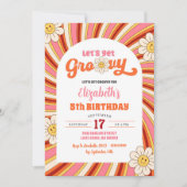 Retro Daisy Let's Get Groovy 70's Birthday Party Einladung (Vorderseite)