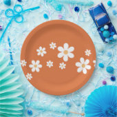Retro Daisy Light verbrannte orangefarbene Blumenp Pappteller (Party)