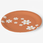 Retro Daisy Light verbrannte orangefarbene Blumenp Pappteller (Schrägansicht)