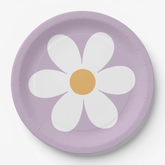 Retro daisy lila boho Papier Teller (Vorderseite)