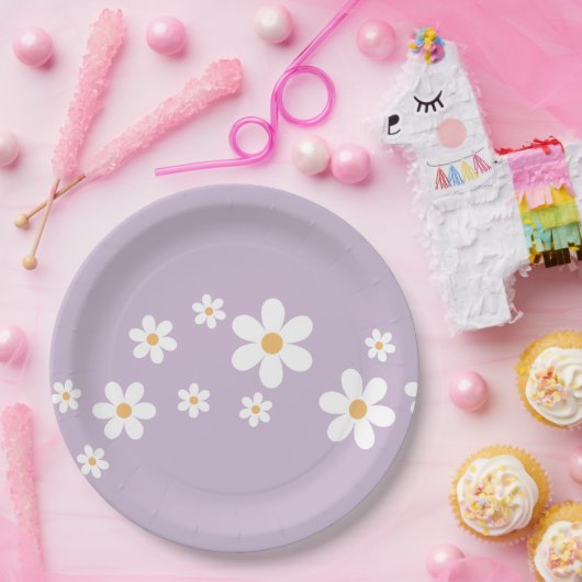 Retro Daisy lila Floral Paper Teller (Party)