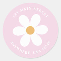 Retro daisy lilac boho Rückadresseetikett