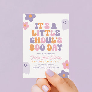 Retro Daisy Little Ghouls Boo Day Mädchen Geburtst Einladung