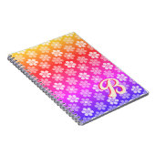 Retro Daisy Monogram Rainbow Notizblock (Rechte Seite)