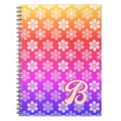 Retro Daisy Monogram Rainbow Notizblock (Vorderseite)