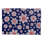 Retro Daisy Muster Blau Kissenbezug (Rückseite)