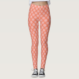 Retro Daisy Muster Coral Peach BOHO Chic Leggings