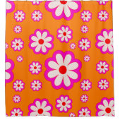 Retro Daisy Muster Pink & Orange BOHO floral Duschvorhang (Vorderseite)
