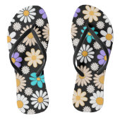 Retro Daisy Muster Simple.01. Black BG Badesandalen (Fußbett)