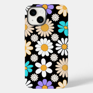 Retro Daisy Muster Simple.01. Black BG Case-Mate iPhone 14 Hülle