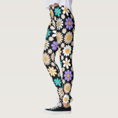 Retro Daisy Muster Simple.01. Black BG Leggings (Links)