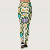 Retro Daisy Muster Simple.01. D Green BG Leggings (Rückseite)