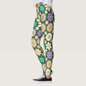 Retro Daisy Muster Simple.01. D Green BG Leggings (Links)