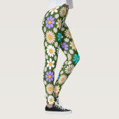 Retro Daisy Muster Simple.01. D Green BG Leggings (Rechts)