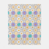 Retro Daisy Muster Simple.01. Gray BG Fleecedecke (Vorderseite)
