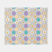 Retro Daisy Muster Simple.01. Gray BG Fleecedecke (Vorderseite (Horizontal))