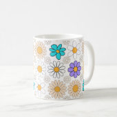Retro Daisy Muster Simple.01. Kein BG Kaffeetasse (VorderseiteRechts)