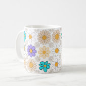 Retro Daisy Muster Simple.01. Kein BG Kaffeetasse (Vorderseite Links)