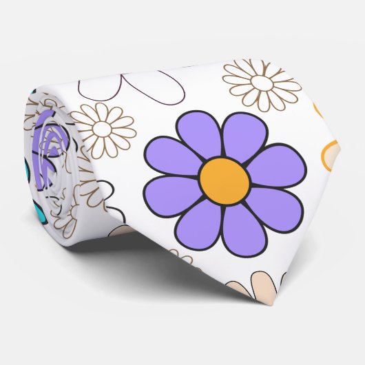 Retro Daisy Muster Simple.01. Kein BG Krawatte (Gerollt)