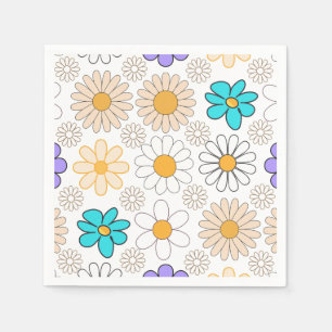 Retro Daisy Muster Simple.01. Kein BG Serviette