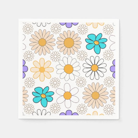 Retro Daisy Muster Simple.01. Kein BG Serviette (Vorderseite)