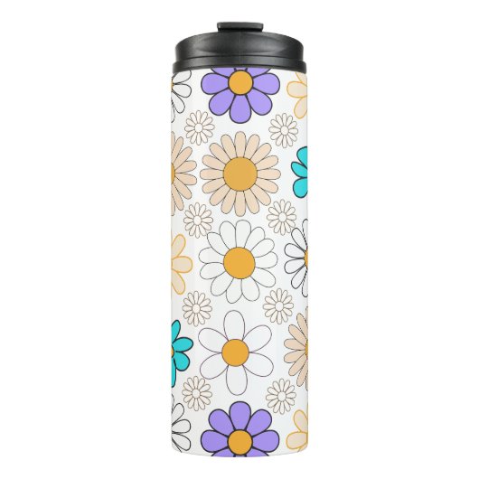 Retro Daisy Muster Simple.01. Kein BG Thermosbecher (Vorderseite)