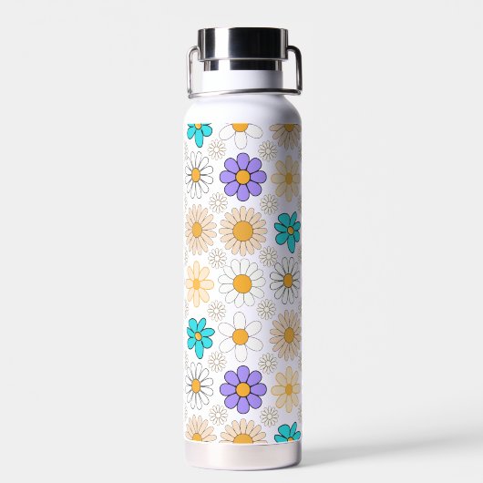 Retro Daisy Muster Simple.01. Kein BG Trinkflasche (Rückseite)