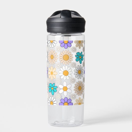 Retro Daisy Muster Simple.01. Kein BG Trinkflasche (Vorderseite)