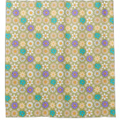 Retro Daisy Muster Simple.01. L Blue BG Duschvorhang (Vorderseite)