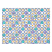 Retro Daisy Muster Simple.01. L Blue BG Tischdecke (Vorderseite (Horizontal))
