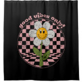 Retro Daisy | Nur gute Vibes Duschvorhang (Vorderseite)
