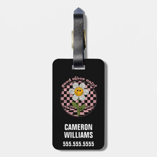 Retro Daisy | Nur gute Vibes Gepäckanhänger (Rückseite vertikal)