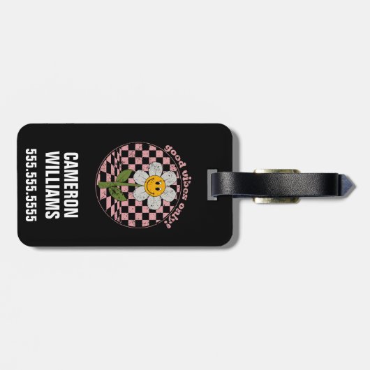 Retro Daisy | Nur gute Vibes Gepäckanhänger (Rückseite horizontal)
