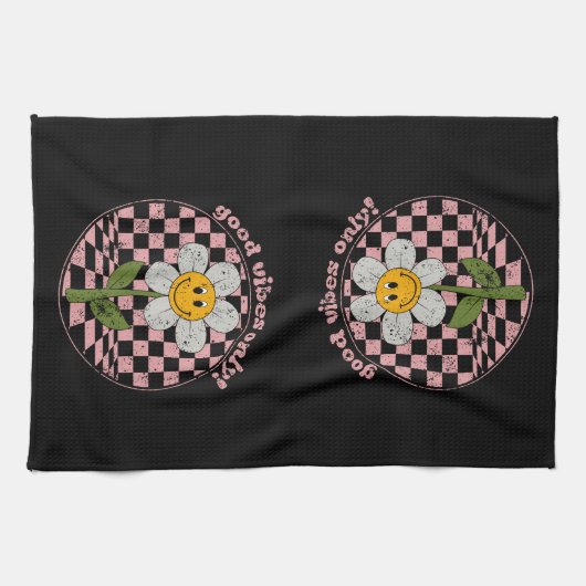 Retro Daisy | Nur gute Vibes Geschirrtuch (Horizontal)