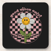Retro Daisy | Nur gute Vibes Getränkeuntersetzer (Vorderseite)