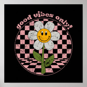 Retro Daisy Nur gute Vibes Poster