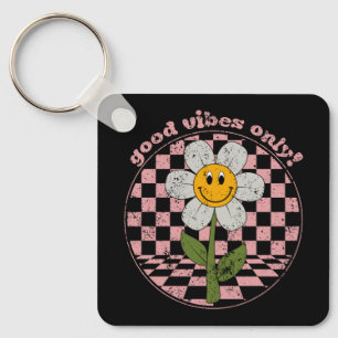 Retro Daisy   Nur gute Vibes Schlüsselanhänger