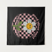 Retro Daisy | Nur gute Vibes Wandteppich (Vorderseite (Horizontal))