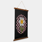 Retro Daisy | Nur gute Vibes Wandteppich Mit Holzrahmen (Gewinkelt)