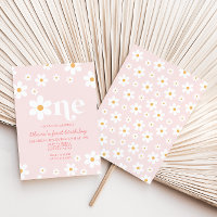Retro Daisy One Floral 1. Geburtstag Einladung