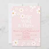 Retro Daisy One Wild und Three Birthday Einladung (Vorderseite)